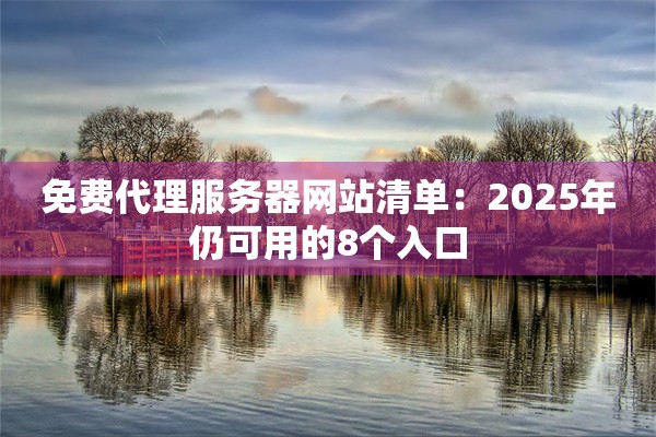 免费代理服务器网站清单：2025年仍可用的8个入口