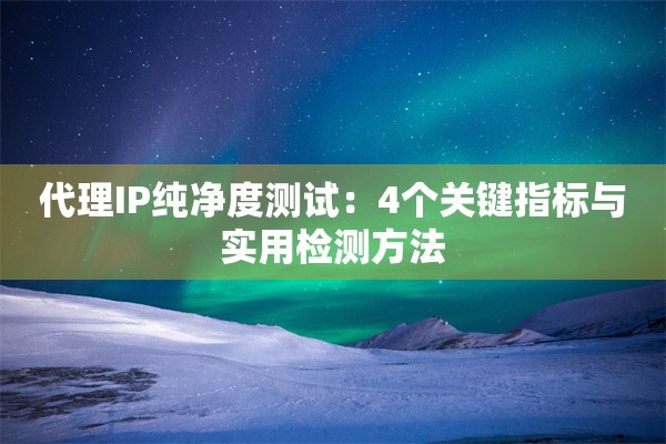 代理IP纯净度测试：4个关键指标与实用检测方法