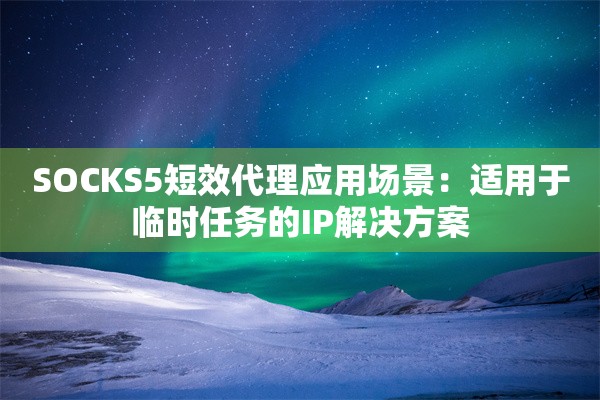 SOCKS5短效代理应用场景:适用于临时任务的IP解决方案