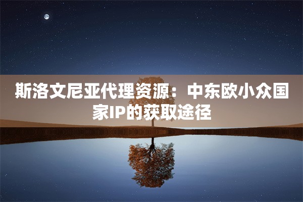 斯洛文尼亚代理资源：中东欧小众国家IP的获取途径