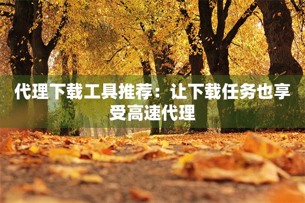 代理下载工具推荐：让下载任务也享受高速代理