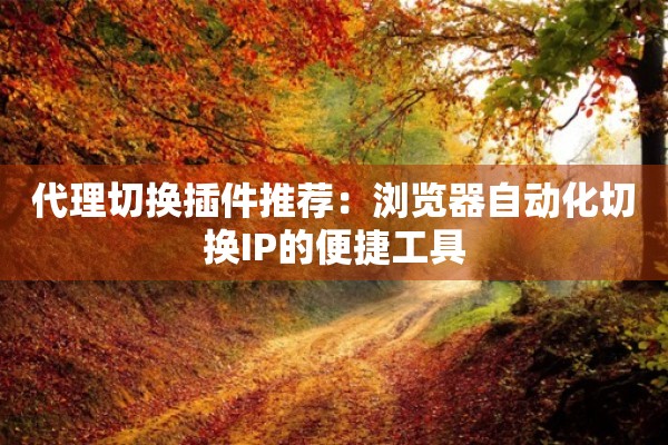 代理切换插件推荐：浏览器自动化切换IP的便捷工具
