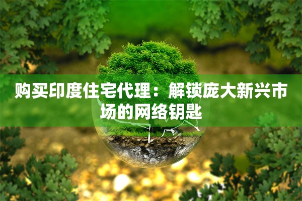 购买印度住宅代理：解锁庞大新兴市场的网络钥匙