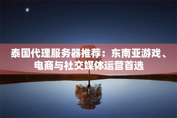 泰国代理服务器推荐：东南亚游戏、电商与社交媒体运营首选