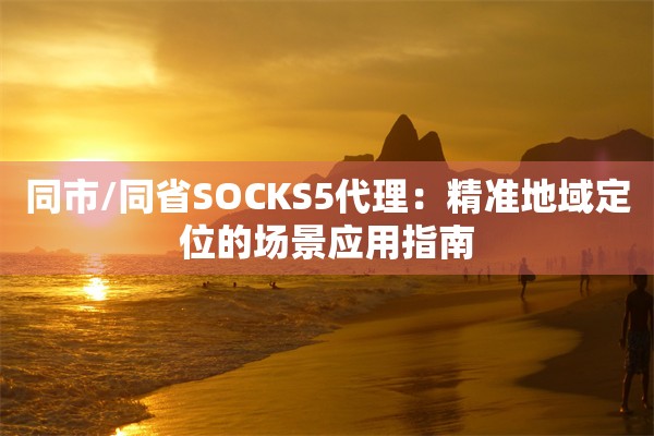 同市/同省SOCKS5代理:精准地域定位的场景应用指南