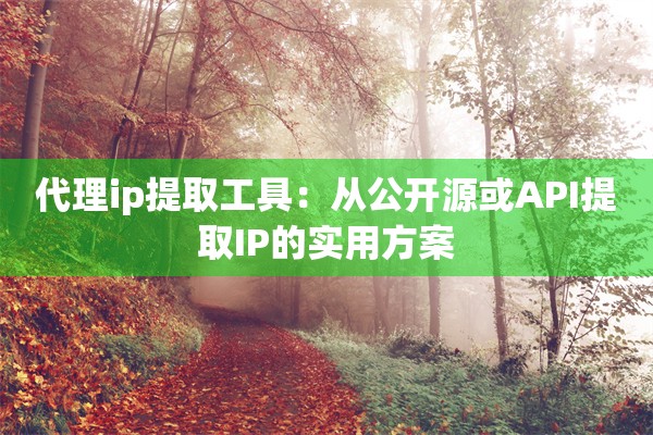 代理ip提取工具:从公开源或API提取IP的实用方案