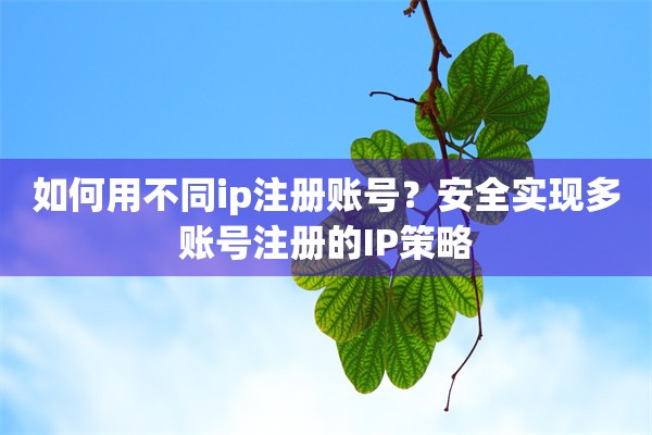 如何用不同ip注册账号?安全实现多账号注册的IP策略