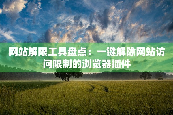 网站解限工具盘点:一键解除网站访问限制的浏览器插件