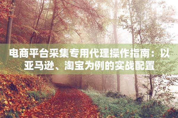 电商平台采集专用代理操作指南:以亚马逊、淘宝为例的实战配置