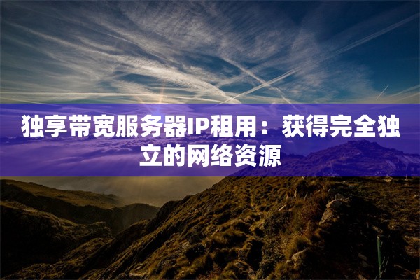 独享带宽服务器IP租用:获得完全独立的网络资源