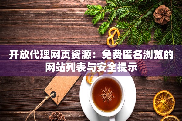 开放代理网页资源：免费匿名浏览的网站列表与安全提示