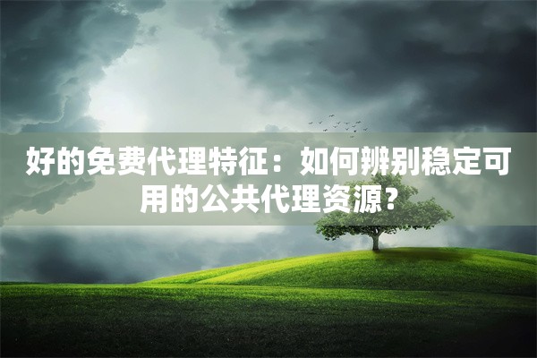 好的免费代理特征:如何辨别稳定可用的公共代理资源?