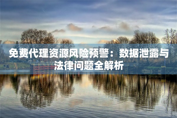 免费代理资源风险预警：数据泄露与法律问题全解析