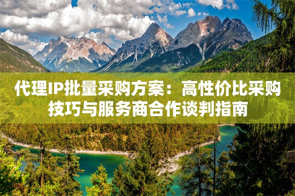 代理IP批量采购方案：高性价比采购技巧与服务商合作谈判指南