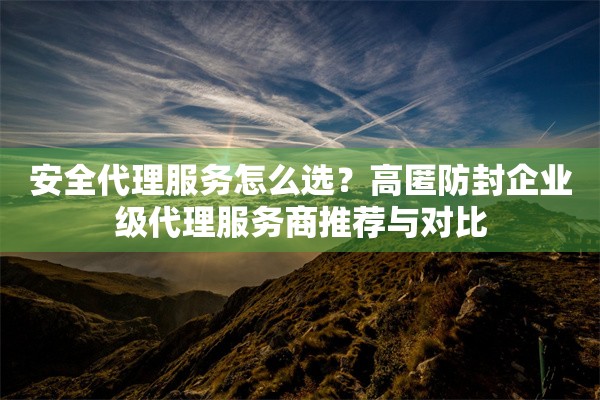 安全代理服务怎么选？高匿防封企业级代理服务商推荐与对比