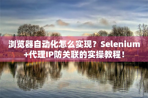 浏览器自动化怎么实现？Selenium+代理IP防关联的实操教程！