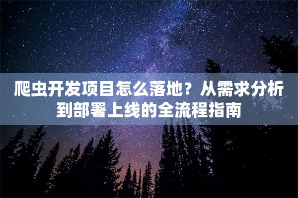 爬虫开发项目怎么落地？从需求分析到部署上线的全流程指南