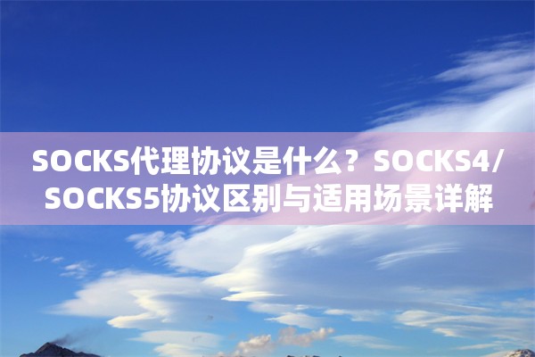 SOCKS代理协议是什么？SOCKS4/SOCKS5协议区别与适用场景详解