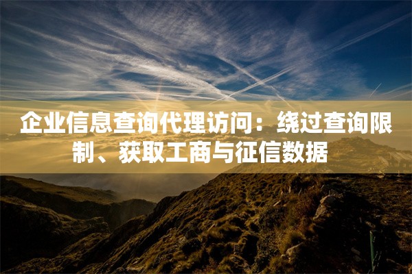 企业信息查询代理访问：绕过查询限制、获取工商与征信数据  