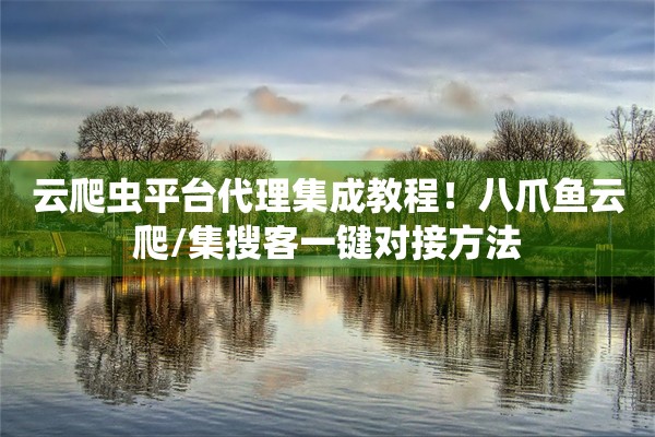 云爬虫平台代理集成教程！八爪鱼云爬/集搜客一键对接方法