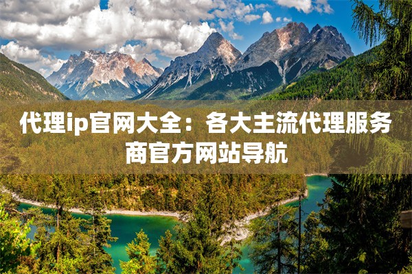 代理ip官网大全：各大主流代理服务商官方网站导航