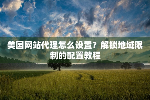 美国网站代理怎么设置？解锁地域限制的配置教程