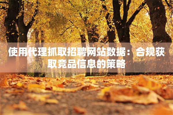 使用代理抓取招聘网站数据：合规获取竞品信息的策略