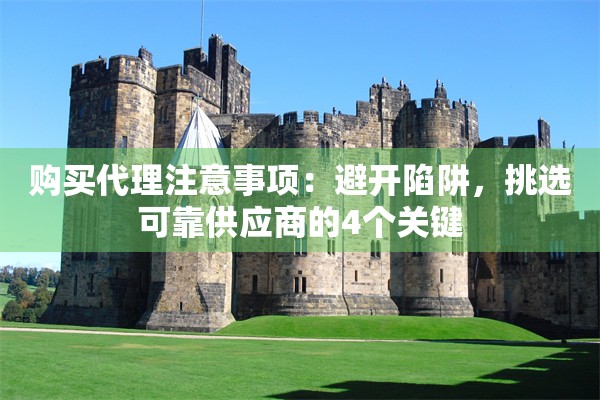 购买代理注意事项：避开陷阱，挑选可靠供应商的4个关键