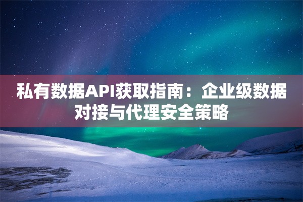 私有数据API获取指南：企业级数据对接与代理安全策略
