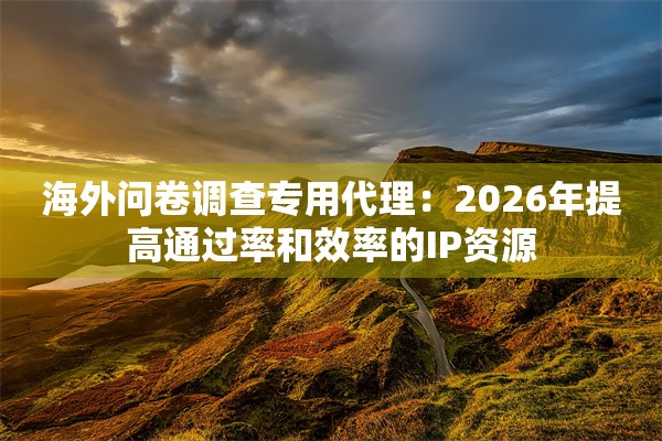 海外问卷调查专用代理:2026年提高通过率和效率的IP资源
