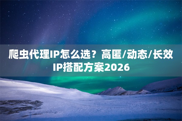 爬虫代理IP怎么选？高匿/动态/长效IP搭配方案2026