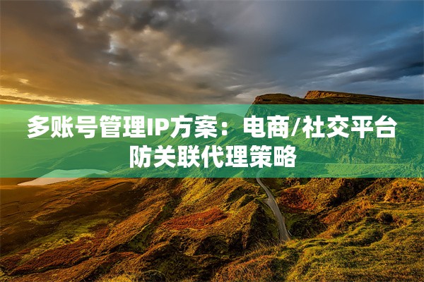 多账号管理IP方案：电商/社交平台防关联代理策略