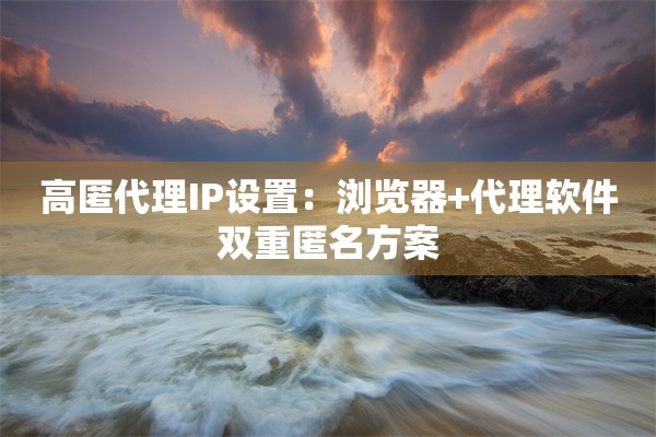 高匿代理IP设置：浏览器+代理软件双重匿名方案