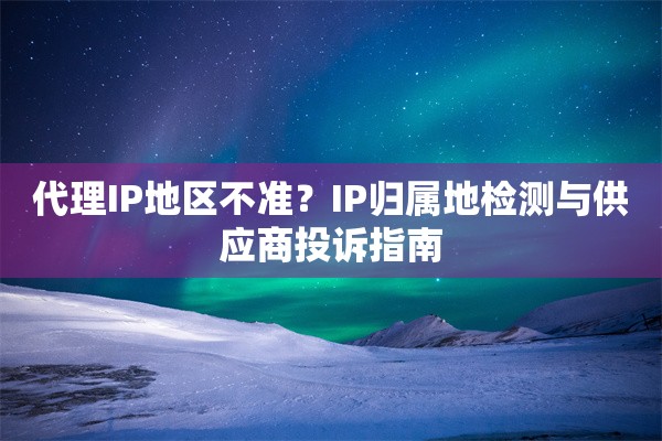 代理IP地区不准？IP归属地检测与供应商投诉指南