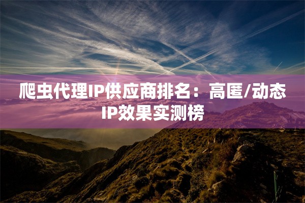 爬虫代理IP供应商排名：高匿/动态IP效果实测榜