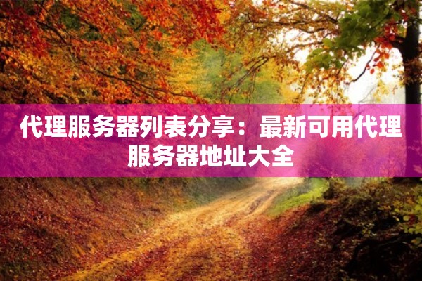 代理服务器列表分享：最新可用代理服务器地址大全
