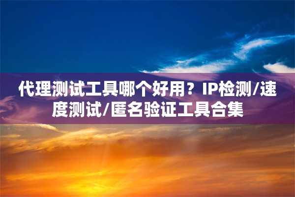 代理测试工具哪个好用？IP检测/速度测试/匿名验证工具合集