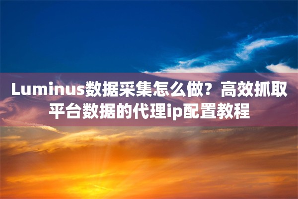 Luminus数据采集怎么做？高效抓取平台数据的代理ip配置教程
