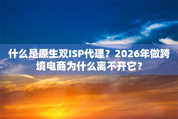 什么是原生双ISP代理？2026年做跨境电商为什么离不开它？