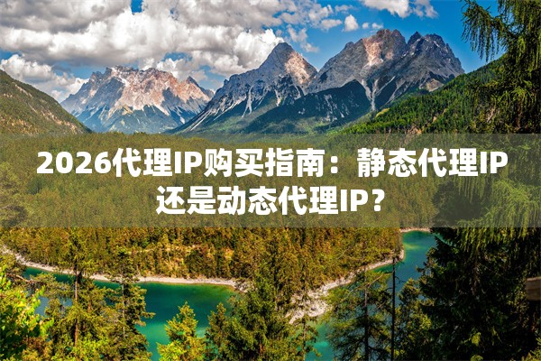 2026代理IP购买指南：静态代理IP还是动态代理IP？