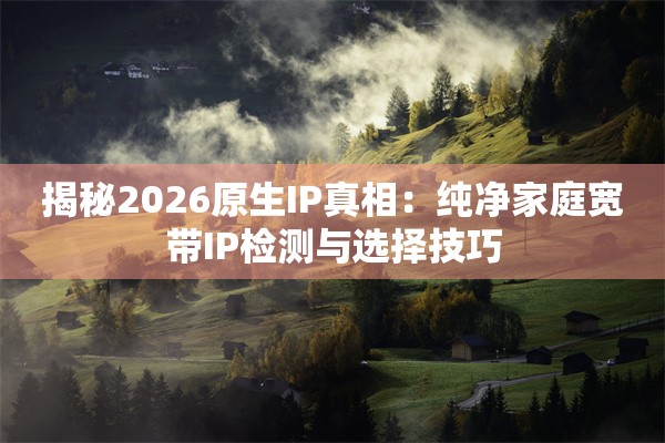 揭秘2026原生IP真相：纯净家庭宽带IP检测与选择技巧