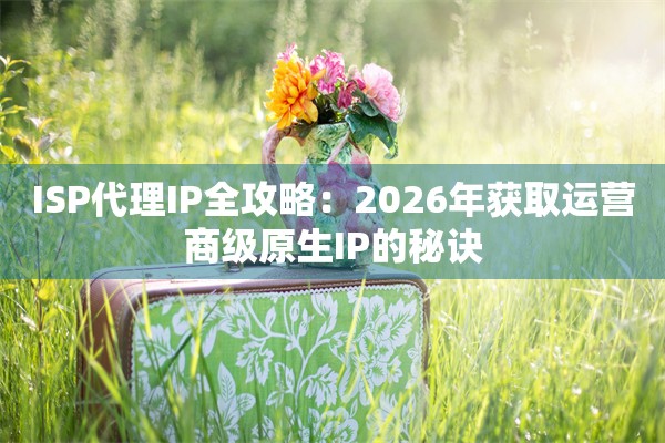 ISP代理IP全攻略：2026年获取运营商级原生IP的秘诀
