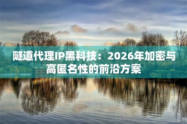 隧道代理IP黑科技：2026年加密与高匿名性的前沿方案