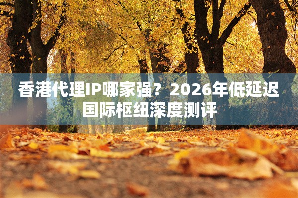 香港代理IP哪家强？2026年低延迟国际枢纽深度测评