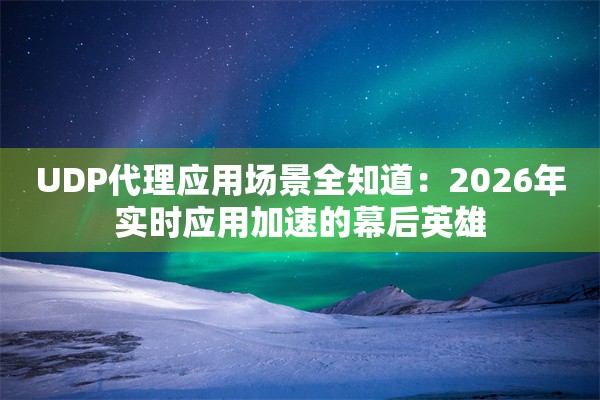UDP代理应用场景全知道：2026年实时应用加速的幕后英雄