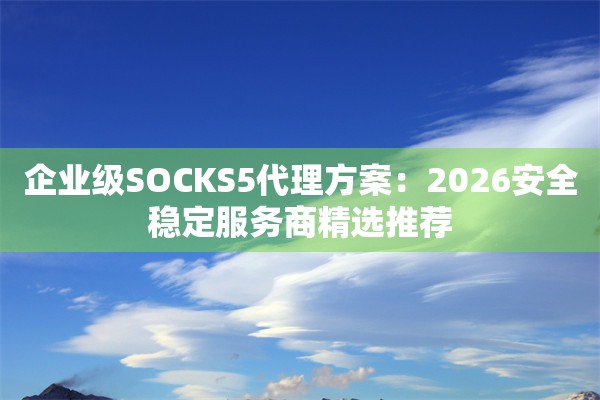 企业级SOCKS5代理方案：2026安全稳定服务商精选推荐