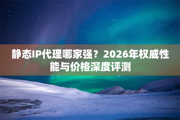 静态IP代理哪家强?2026年权威性能与价格深度评测