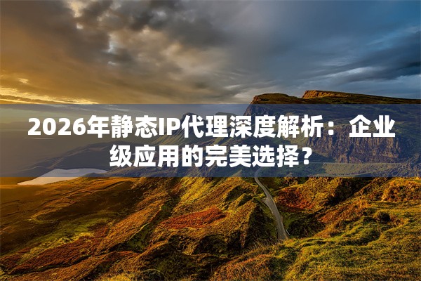2026年静态IP代理深度解析：企业级应用的完美选择？
