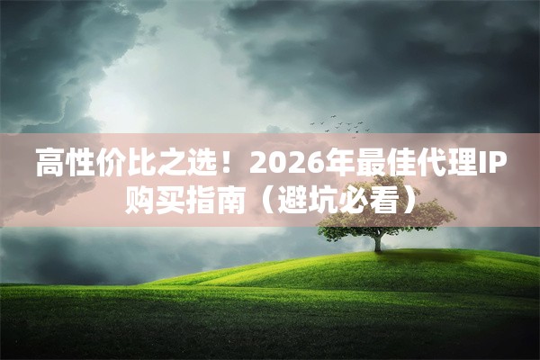 高性价比之选！2026年最佳代理IP购买指南（避坑必看）