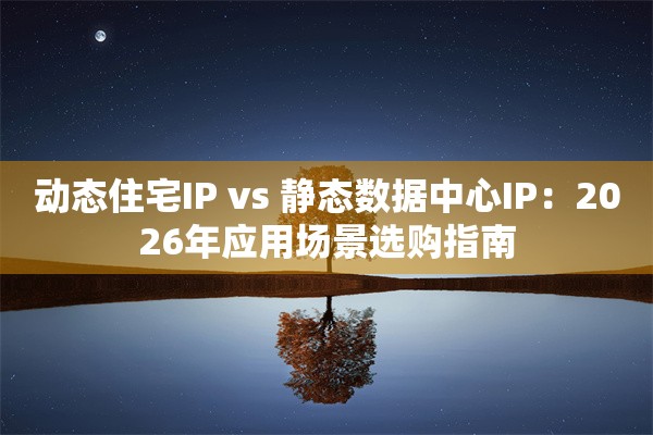 动态住宅IP vs 静态数据中心IP：2026年应用场景选购指南